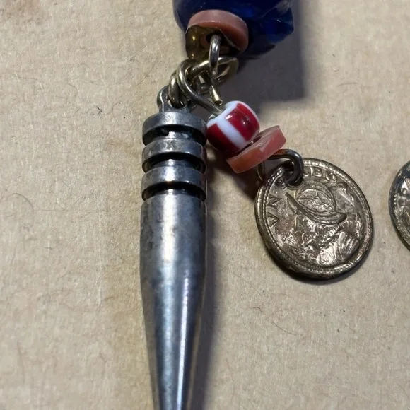 Artisan Blue and Silver Dangle Earrings - Picture 4 of 6